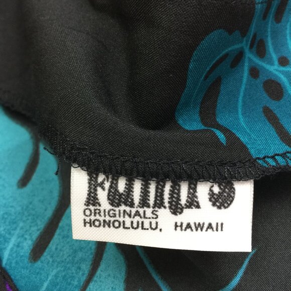 Vintage Fumi's Originals Hawaiian Dress S/XS Womans Black Floral Halter Belted - Picture 4 of 13